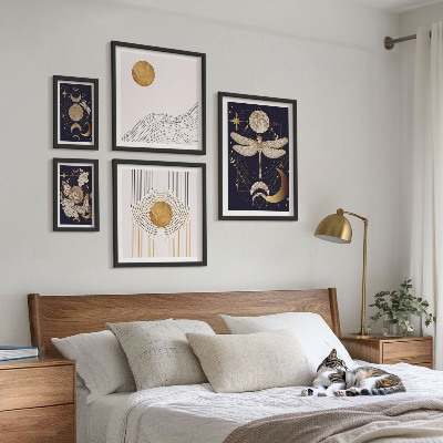 Lot de tableaux encadrés Motifs d'insectes spatiaux stylés