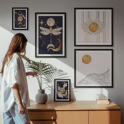Lot de tableaux encadrés Motifs d'insectes spatiaux stylés