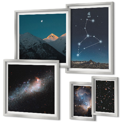Ensemble de 5 tableaux Constellations cosmiques de la galaxie