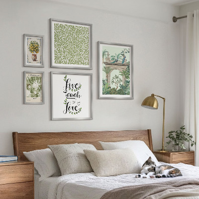Ensemble de 5 tableaux Motifs végétaux, accents bohèmes