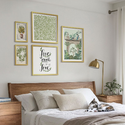 Ensemble de 5 tableaux Motifs végétaux, accents bohèmes