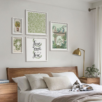 Ensemble de 5 tableaux Motifs végétaux, accents bohèmes