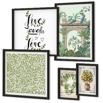 Ensemble de 5 tableaux Motifs végétaux, accents bohèmes