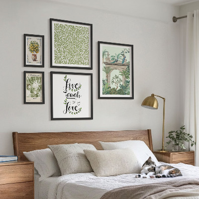 Ensemble de 5 tableaux Motifs végétaux, accents bohèmes