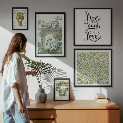 Ensemble de 5 tableaux Motifs végétaux, accents bohèmes