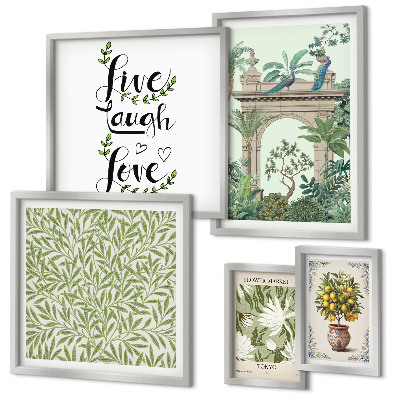 Ensemble de 5 tableaux Motifs végétaux, accents bohèmes