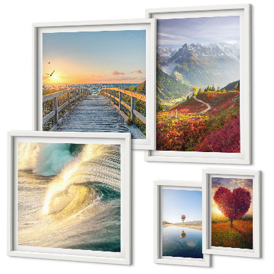 Tableau de décoration murale Paysages montagnes cœurs vagues ballons