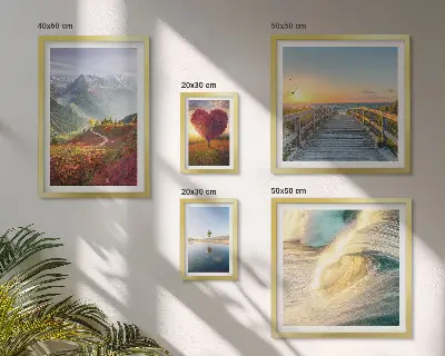 Tableau de décoration murale représentant des paysages de montagnes, des cœurs, des vagues et des ballons
