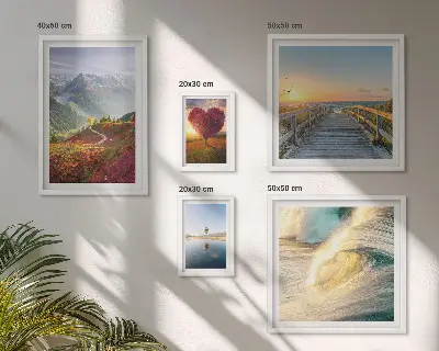 Tableau de décoration murale représentant des paysages de montagnes, des cœurs, des vagues et des ballons