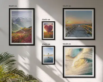 Tableau de décoration murale représentant des paysages de montagnes, des cœurs, des vagues et des ballons