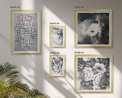 Lot de tableaux encadrés Fleurs abstraites portrait moderne