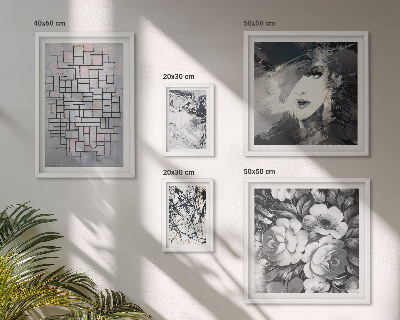Lot de tableaux encadrés Fleurs abstraites portrait moderne