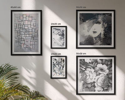Lot de tableaux encadrés Fleurs abstraites portrait moderne
