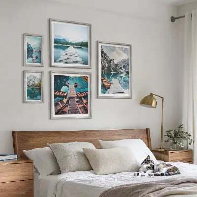 Tableau de décoration murale paysages de montagne avec sentiers d'eau