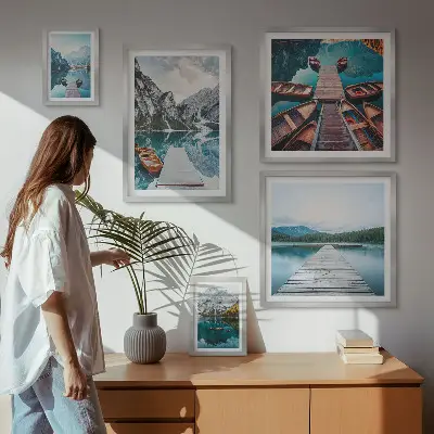Tableau de décoration murale paysages de montagne avec sentiers d'eau