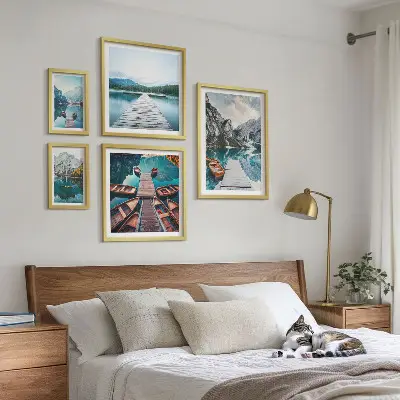 Tableau de décoration murale paysages de montagne avec sentiers d'eau