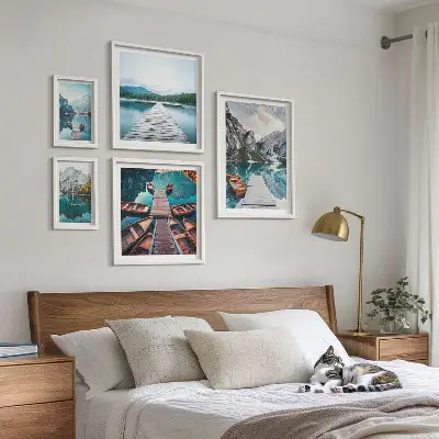 Tableau de décoration murale paysages de montagne avec sentiers d'eau