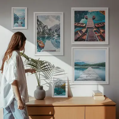 Tableau de décoration murale paysages de montagne avec sentiers d'eau