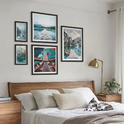 Tableau de décoration murale paysages de montagne avec sentiers d'eau