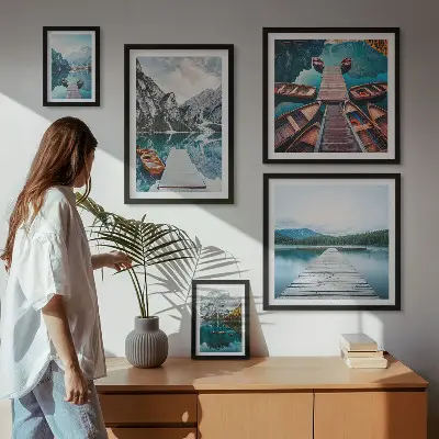 Tableau de décoration murale paysages de montagne avec sentiers d'eau