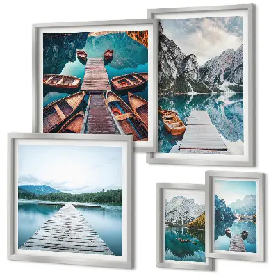 Tableau de décoration murale paysages de montagne avec sentiers d'eau