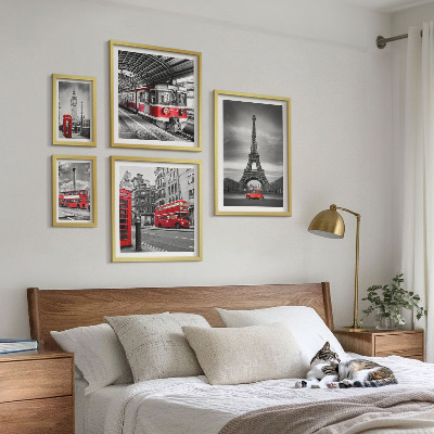 Ensemble de 5 tableaux Vues élégantes de Londres et de Paris
