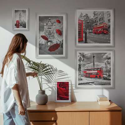 Tableau de décoration murale Motifs londoniens avec accents rouges