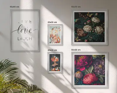 Ensemble de 5 tableaux avec slogans floraux motivants