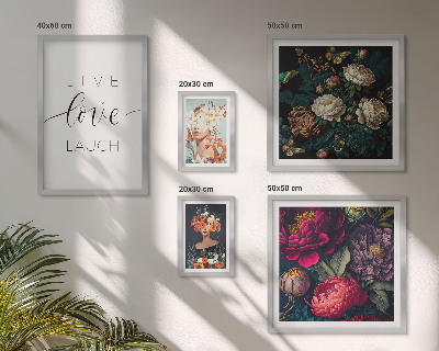Ensemble de 5 tableaux Slogans floraux motivants