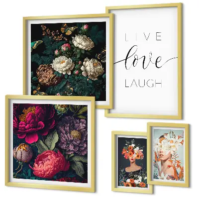 Ensemble de 5 tableaux avec slogans floraux motivants