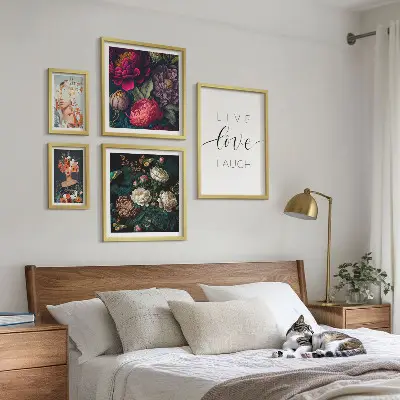 Ensemble de 5 tableaux avec slogans floraux motivants