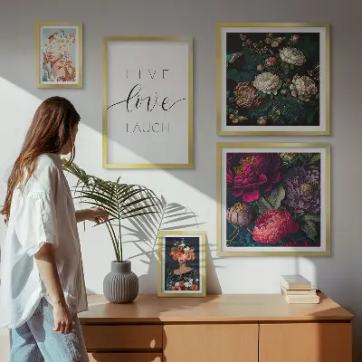 Ensemble de 5 tableaux avec slogans floraux motivants