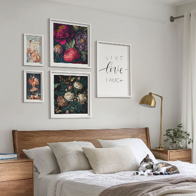 Ensemble de 5 tableaux Slogans floraux motivants