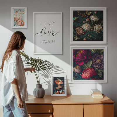Ensemble de 5 tableaux Slogans floraux motivants