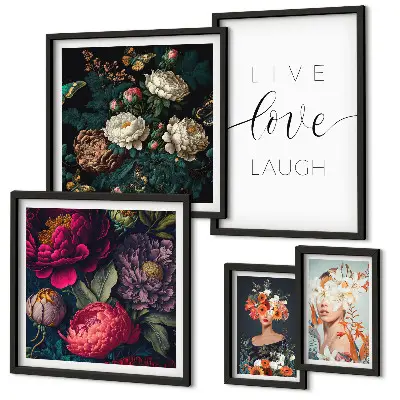 Ensemble de 5 tableaux avec slogans floraux motivants