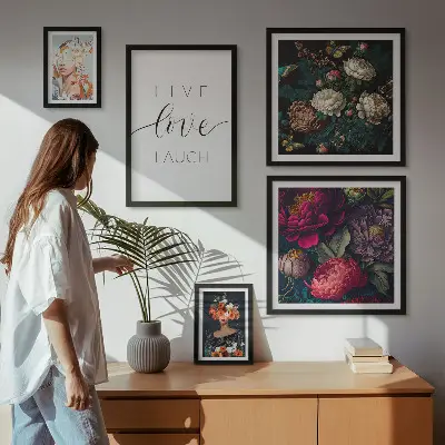 Ensemble de 5 tableaux avec slogans floraux motivants