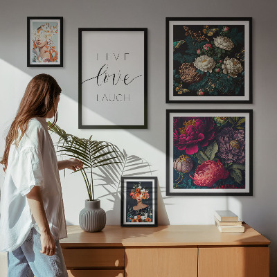 Ensemble de 5 tableaux Slogans floraux motivants