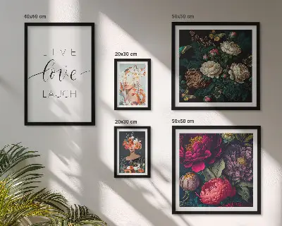 Ensemble de 5 tableaux avec slogans floraux motivants