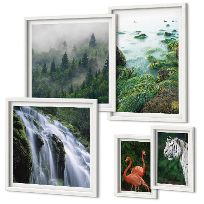 Lot de tableaux encadrés Nature animaux sauvages paysages