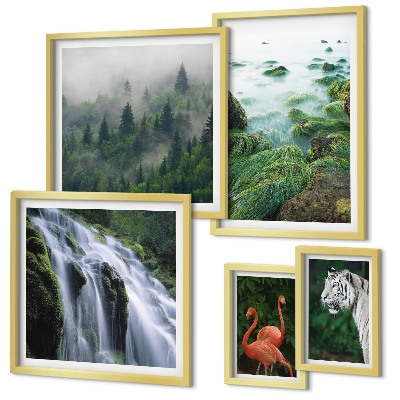Lot de tableaux encadrés Nature animaux sauvages paysages