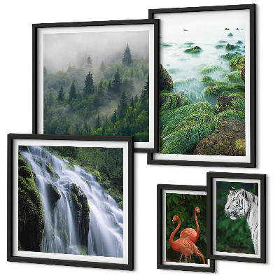Lot de tableaux encadrés Nature animaux sauvages paysages