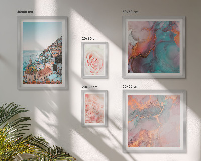 Ensemble de 5 tableaux Paysages roses romantiques