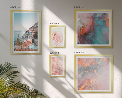 Ensemble de 5 tableaux Paysages roses romantiques