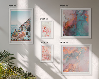 Ensemble de 5 tableaux Paysages roses romantiques