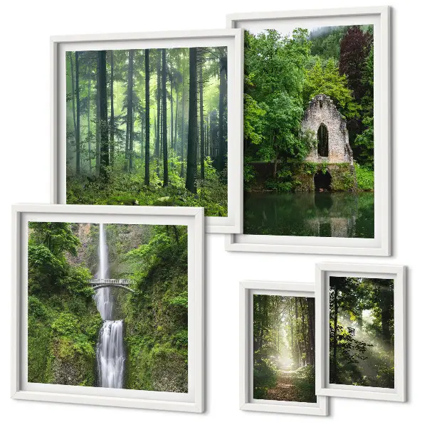Tableau de décoration murale représentant une nature verdoyante avec des cascades