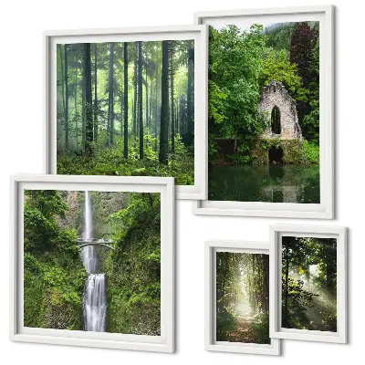 Tableau de décoration murale représentant une nature verdoyante avec des cascades