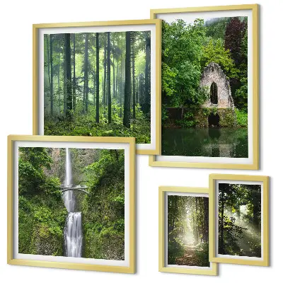 Tableau de décoration murale représentant une nature verdoyante avec des cascades