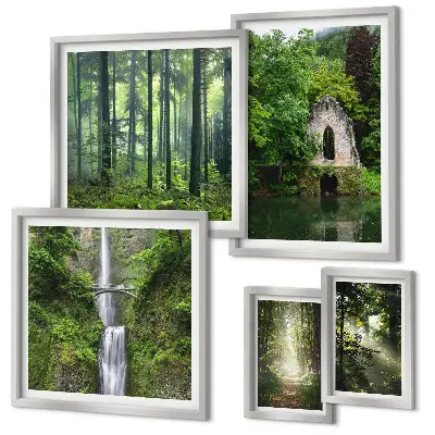 Tableau de décoration murale représentant une nature verdoyante avec des cascades