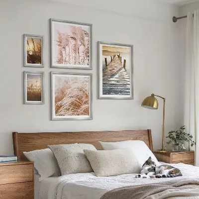 Lot de tableaux encadrés avec des vues paisibles sur la nature
