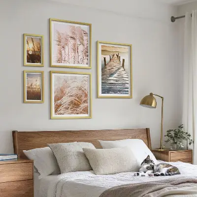 Lot de tableaux encadrés avec des vues paisibles sur la nature